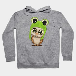 Cute little owl with big eyes and an frogs hat Hoodie